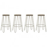 District Silver Finish Metal Frame Bar Stool