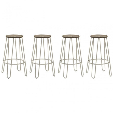 District Silver Finish Metal Frame Bar Stool