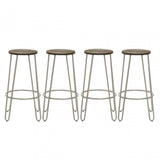 District Silver Finish Metal Frame Bar Stool