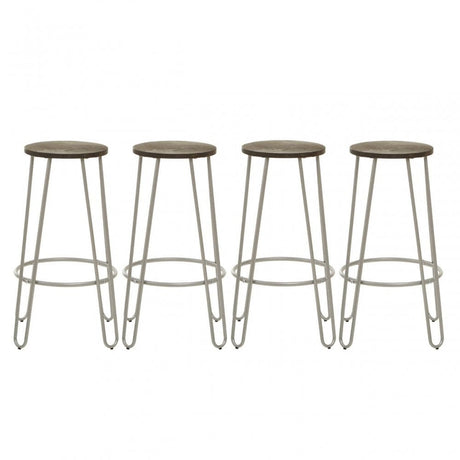 District Silver Finish Metal Frame Bar Stool