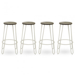 District White Finish Metal Frame Bar Stool