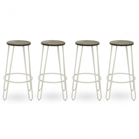 District White Finish Metal Frame Bar Stool