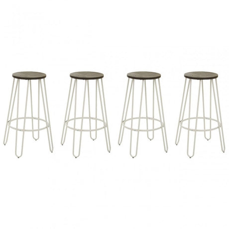 District White Finish Metal Frame Bar Stool
