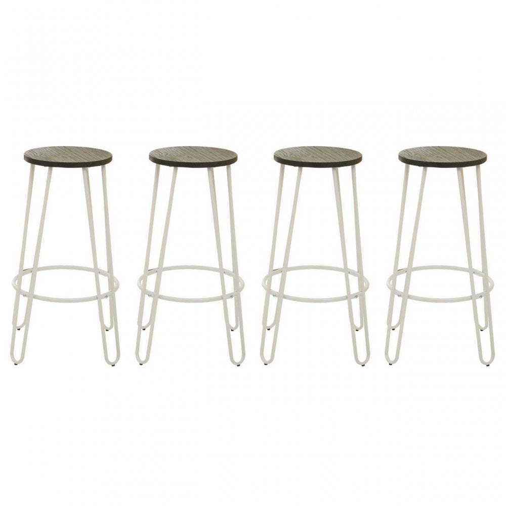 District White Finish Metal Frame Bar Stool