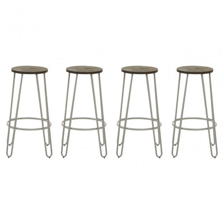 District Grey Finish Metal Frame Bar Stool