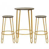 District 3Pc Gold Finish Bar Table Stool Set