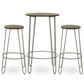 District 3Pc Elm Wood Bar Table And Stool Set