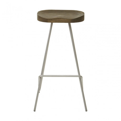 District Silver Metal Frame Bar Stool