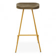District Elm Wood Bar Stool With Metal Legs