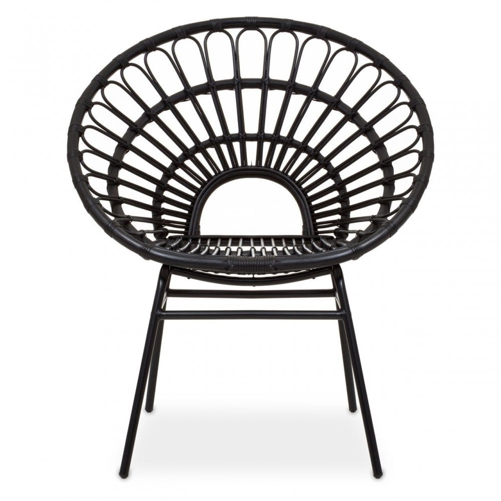 Java Black Rattan Flared Back Chair