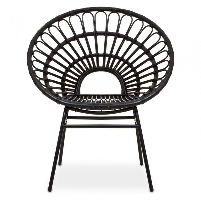 Java Black Rattan Flared Back Chair