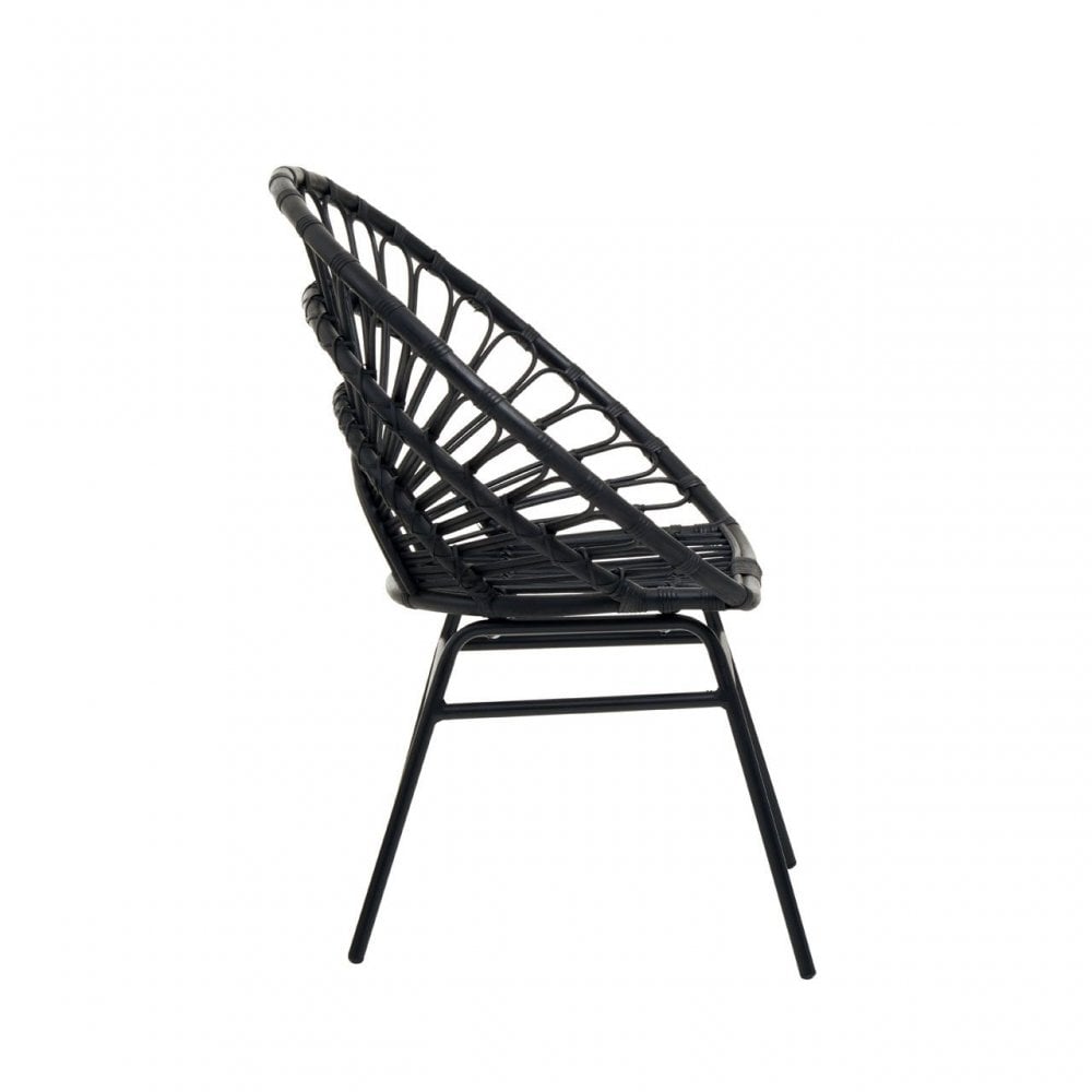 Java Black Rattan Flared Back Chair