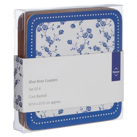 Blue Rose Coasters - Set Of 4