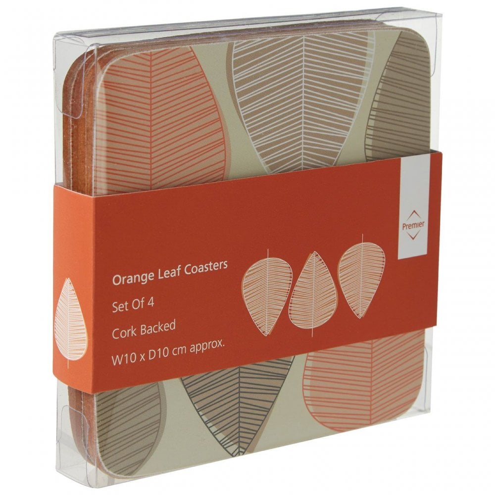 Orange Leaf Coasters - Set Of 4