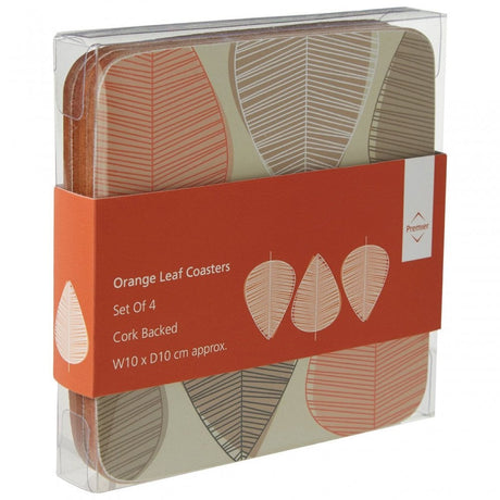 Orange Leaf Coasters - Set Of 4