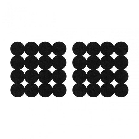 Circle Design Black Felt Placemats - Set Of 2
