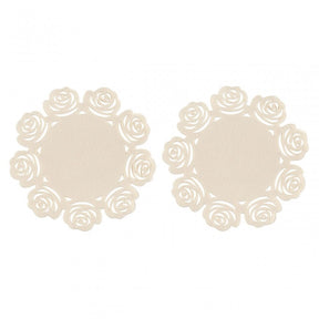 Ivory Felt Rose Design Set Of 2 Placemats