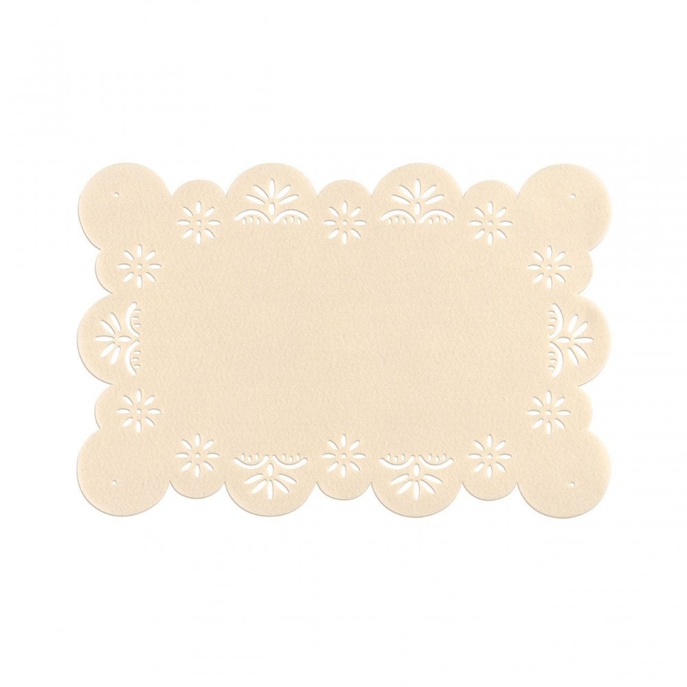 Flower Design Ivory Placemats - Set Of 2