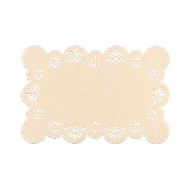 Flower Design Ivory Placemats - Set Of 2