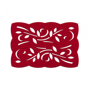 Red Felt Leaf Design Placemats - Set Of 2