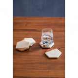 Set Of 4 White Marble / Copper Inlay Coasters