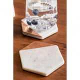 Set Of 4 White Marble / Copper Inlay Coasters