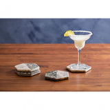 Set Of 4 Beige Marble / Paua Shell Coasters