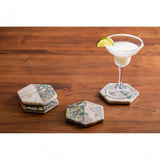 Set Of 4 Beige Marble / Paua Shell Coasters