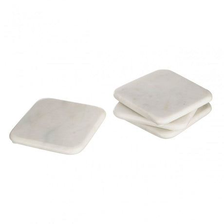 Off White Square Marble Coasters - Set Of 4