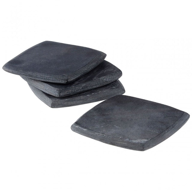 Dark Grey Marble Square Coasters - Set Of 4