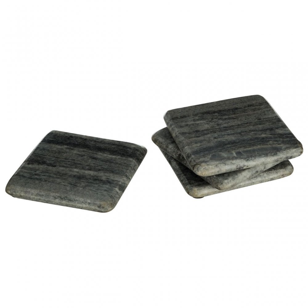Grey Marble Square Coasters - Set Of 4