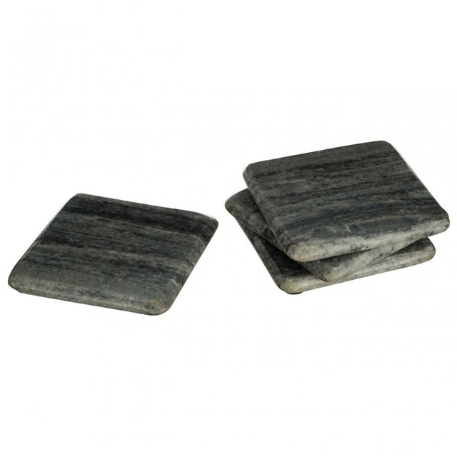 Grey Marble Square Coasters - Set Of 4