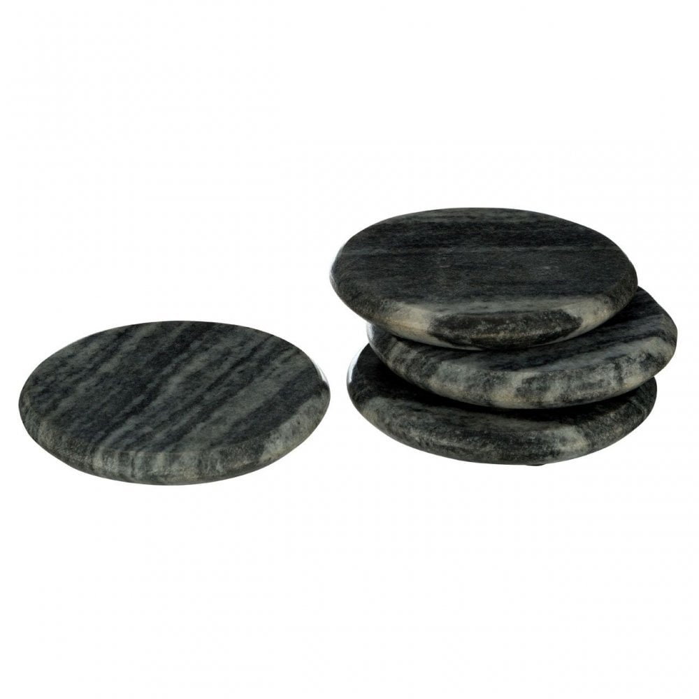 Grey Marble Round Coasters - Set Of 4
