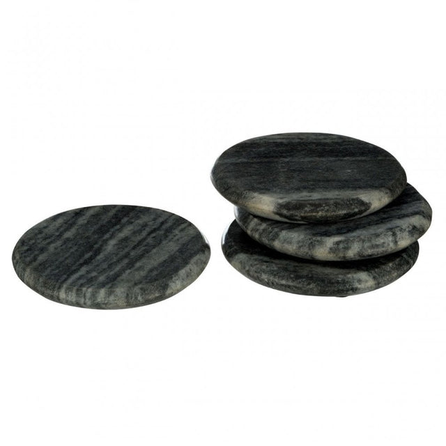 Grey Marble Round Coasters - Set Of 4