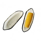 Corn On The Cob Grey Glass Dishes - Set Of 2
