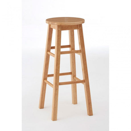Natural Tropical Hevea Wood Tall Bar Stool