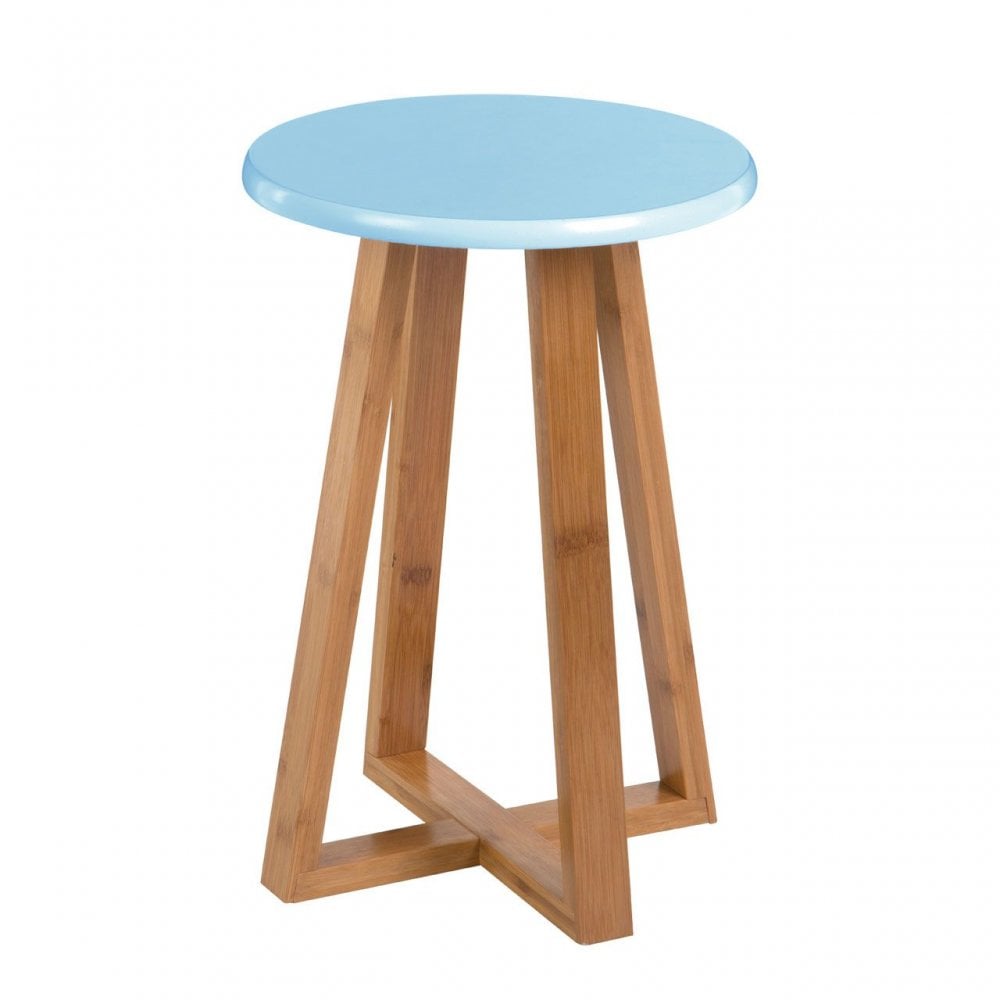 Viborg Blue Bamboo Round Stool