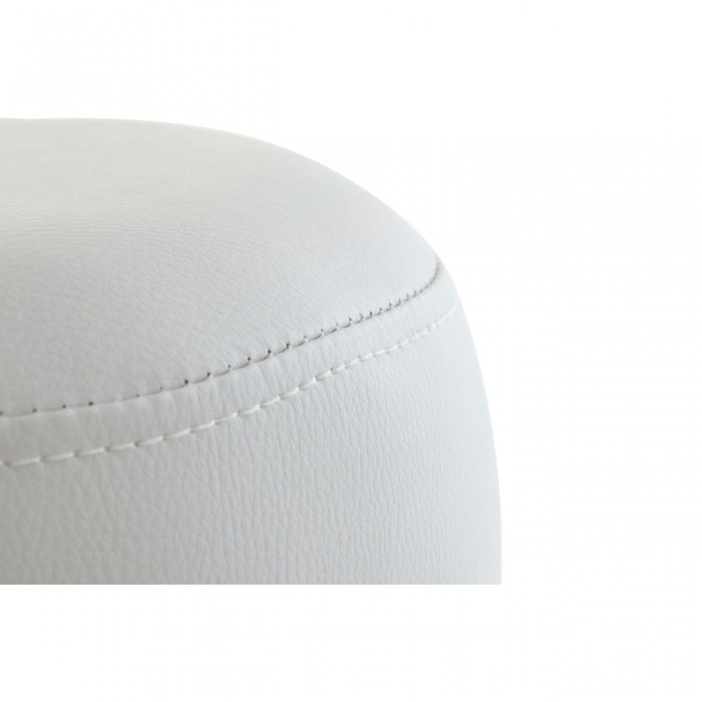 White Leather Effect Cylinder Stool
