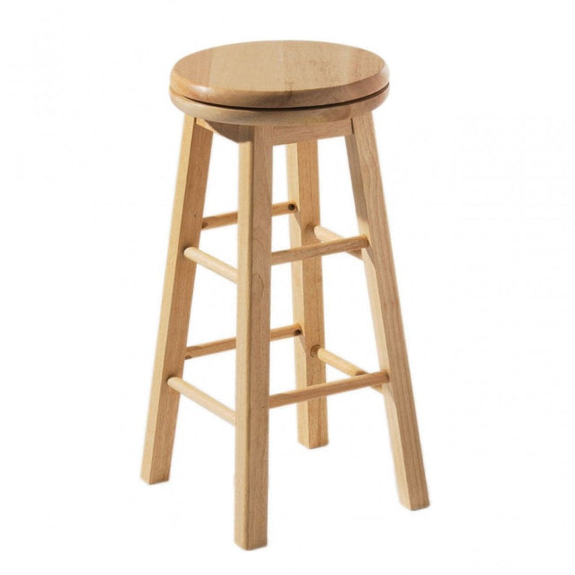 Solid Natural Tropical Hevea Wood Bar Stool