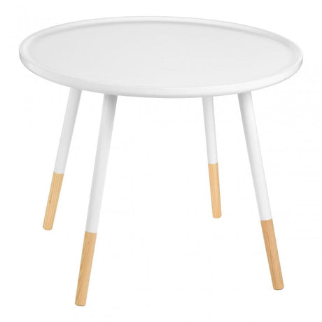 Viborg White And Natural Round Side Table