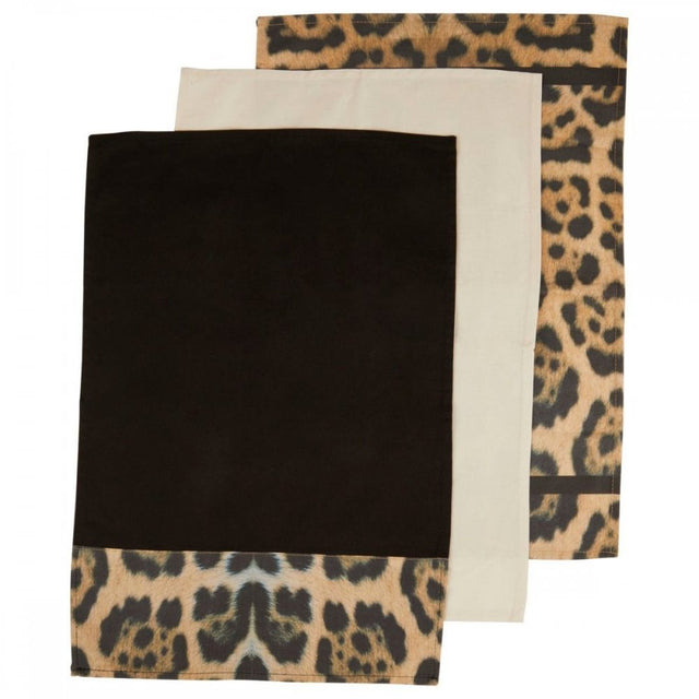 Set Of 3 Leopard Print Tea Towels