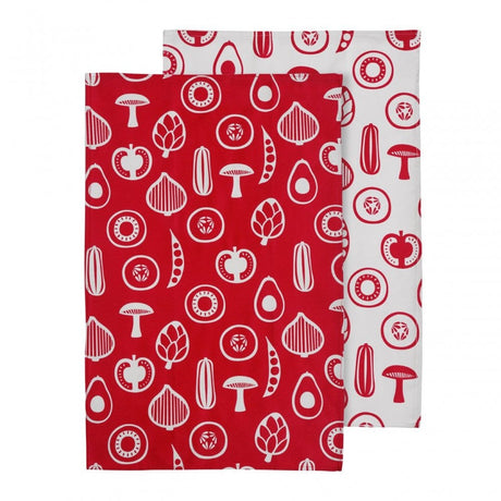 Besa Red Tea Towels - Set Of 2