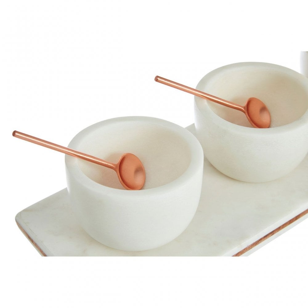3 Pc Marble / Copper Inlay Serving Board Set