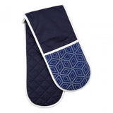 Modern Retro White / Blue Single Oven Glove