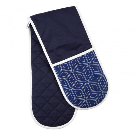 Modern Retro White / Blue Single Oven Glove
