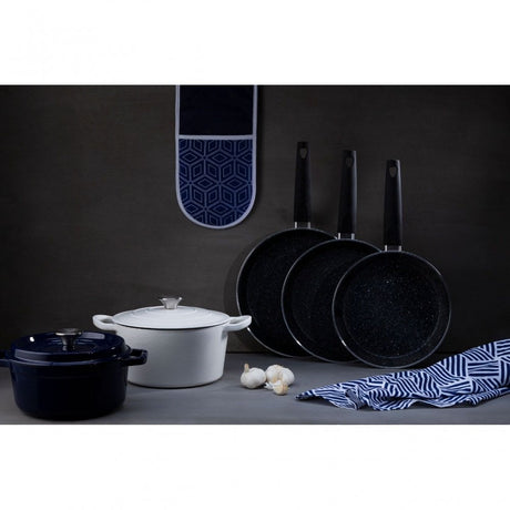 Modern Retro White / Blue Single Oven Glove