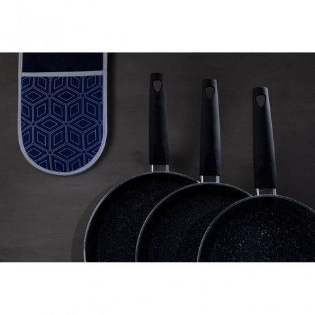 Modern Retro White / Blue Single Oven Glove