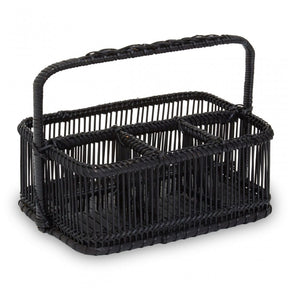 Black Rattan And Bamboo Caddy Basket