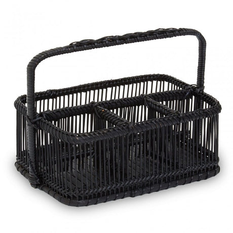 Black Rattan And Bamboo Caddy Basket