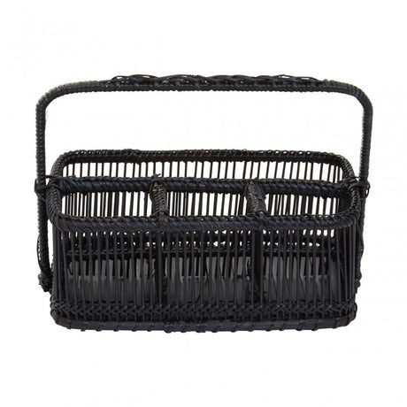 Black Rattan And Bamboo Caddy Basket